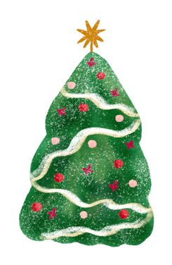 Christmas tree watercolour illustration